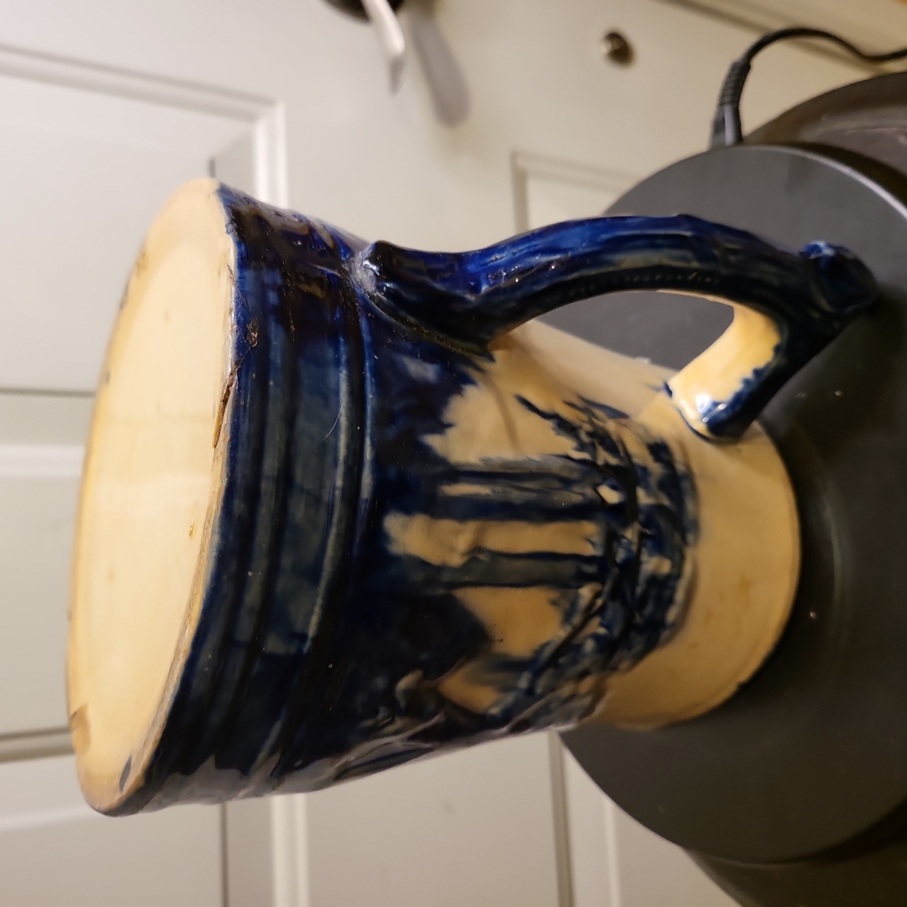 Antique Old Sleepy Eyed Joe Blue & White Ironstone Pitcher 1900. - Picture 11 of 11